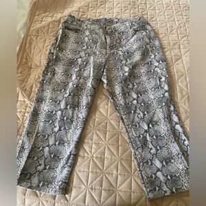 RUC Chico's Brown/Gray and White Patterned Pants Size 3 (16/18)